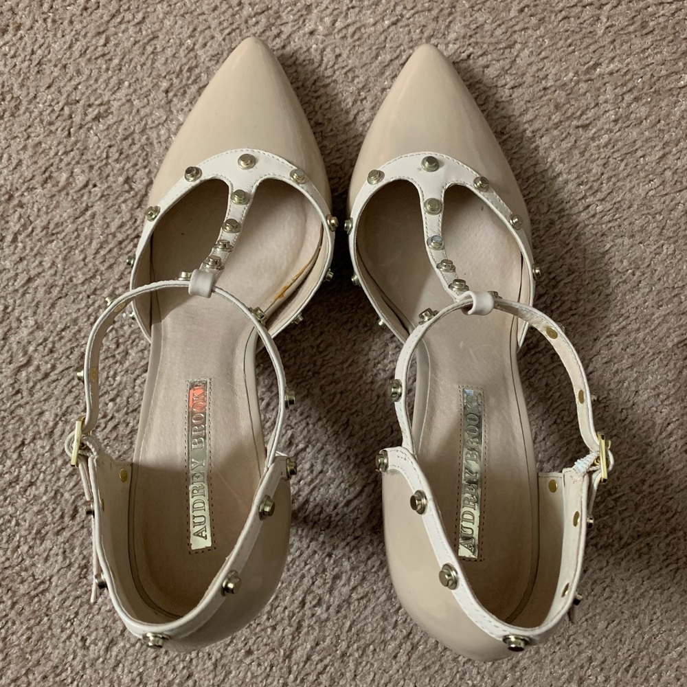 AUDREY BROOKE Rockstud Ankle-Strap Patent Pumps - Picture 2 of 8